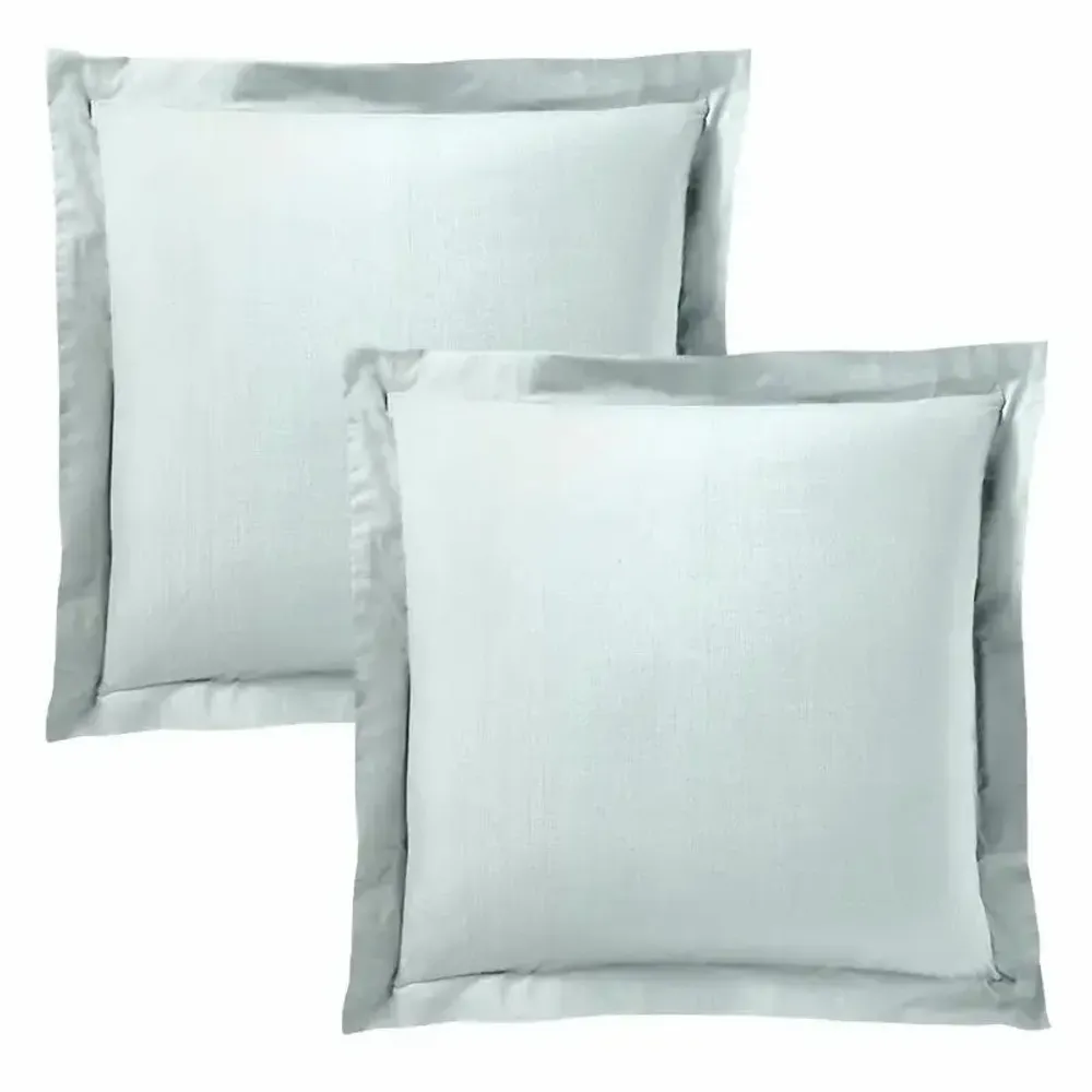 Bed linens - 100% Cotton Pillowcase Flat Ruffle Quilted 63 x 63 cm Mint - COTON PUR