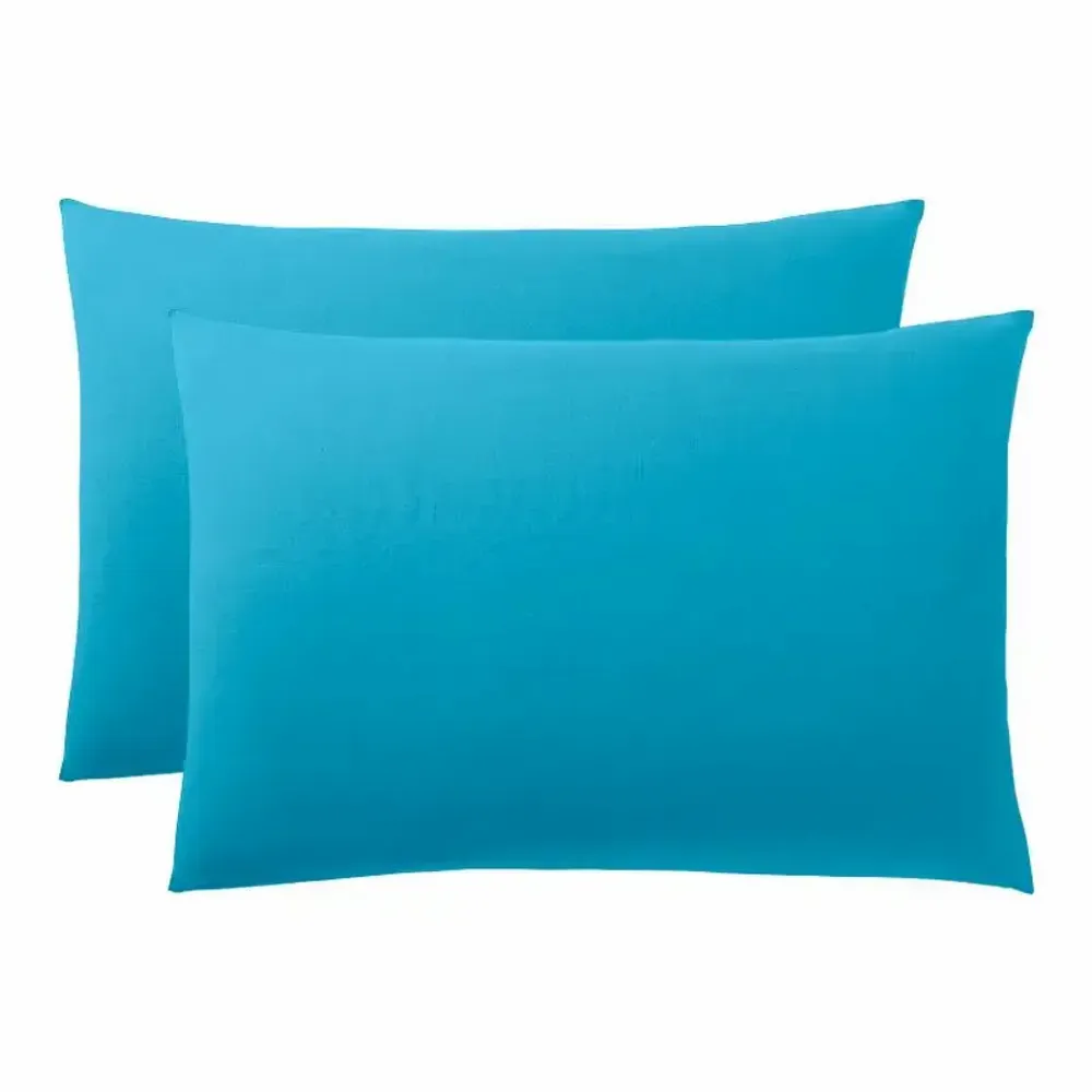 Bed linens - 100% Cotton Pillowcase 50 x 70 cm Cyan - COTON PUR