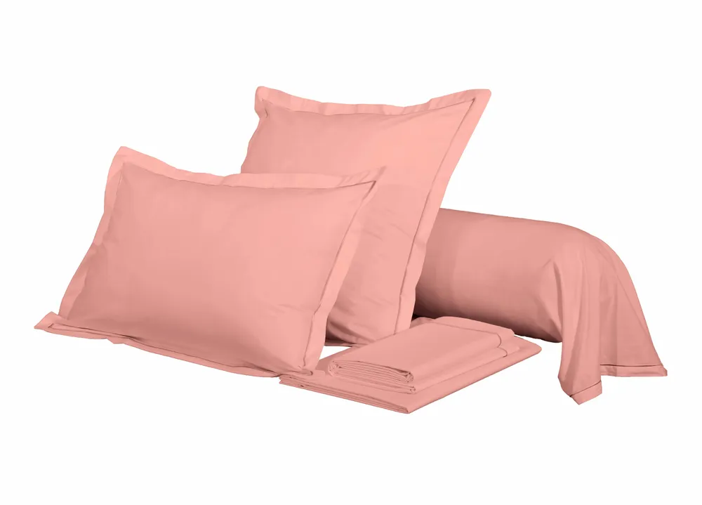 Linge de lit - Taie de traversin Percale 45 x 185 cm Pur Coton Peigné Longues Fibres 80 Fils/cm² Rose Poudré - COTON PUR
