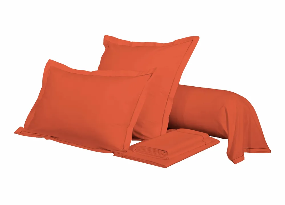 Linge de lit - Taie de traversin Percale 45 x 185 cm Pur Coton Peigné Longues Fibres 80 Fils/cm² Terracotta - COTON PUR