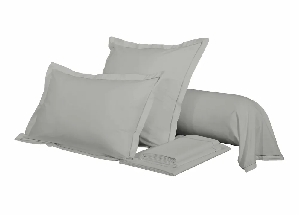 Bed linens - Percale Bolster Case 45 x 185 cm Pure Combed Long Staple Cotton 80 Thread Count/cm² Slate - COTON PUR