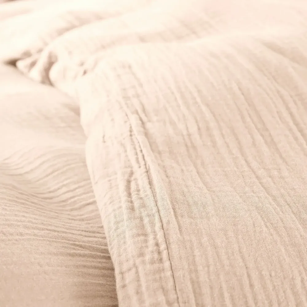 Linge de lit - Parure de Couette Gaze de Coton 140 x 200 cm + 1 Taie d'oreiller 65 x 65 cm Naturel - COTON PUR