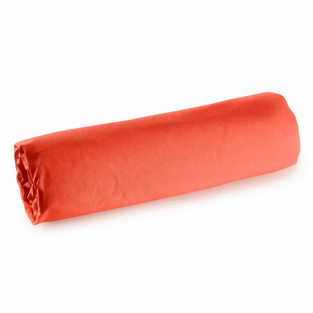 Bed linens - Percale fitted sheet 180 x 200 cm Pure Combed Cotton Long Fibers 80 Thread Count/cm² Terracotta - COTON PUR