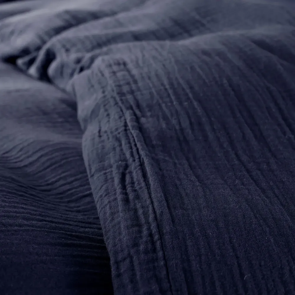 Bed linens - Cotton Gauze Duvet Set 260 x 240 cm + 2 Pillowcases 65 x 65 cm Midnight Blue - COTON PUR