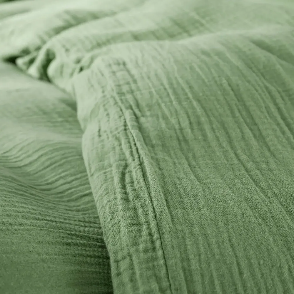 Bed linens - Complete 4 Piece Duvet Cover Pack Cotton Gauze 240 x 220 cm Dh 140 Olive - COTON PUR