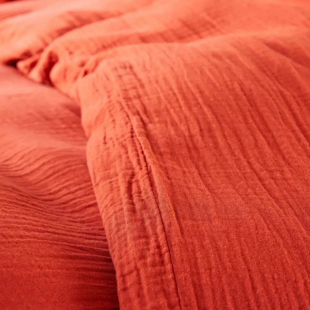 Bed linens - Complete 4 Piece Duvet Cover Pack Cotton Gauze 240 x 220 cm Dh 140 Terracotta - COTON PUR