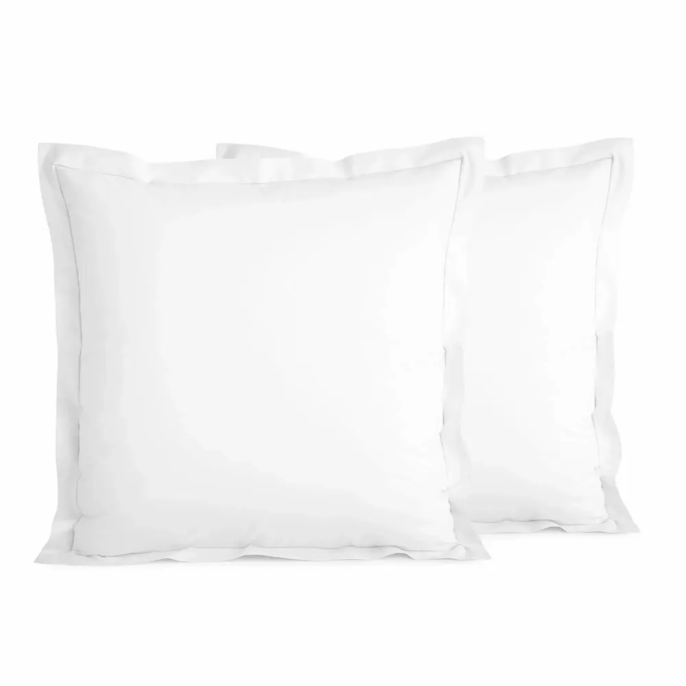 Linge de lit - Taie d'oreiller Percale 65 x 65 cm Pur Coton Peigné Longues Fibres 80 Fils/cm² Neige - COTON PUR