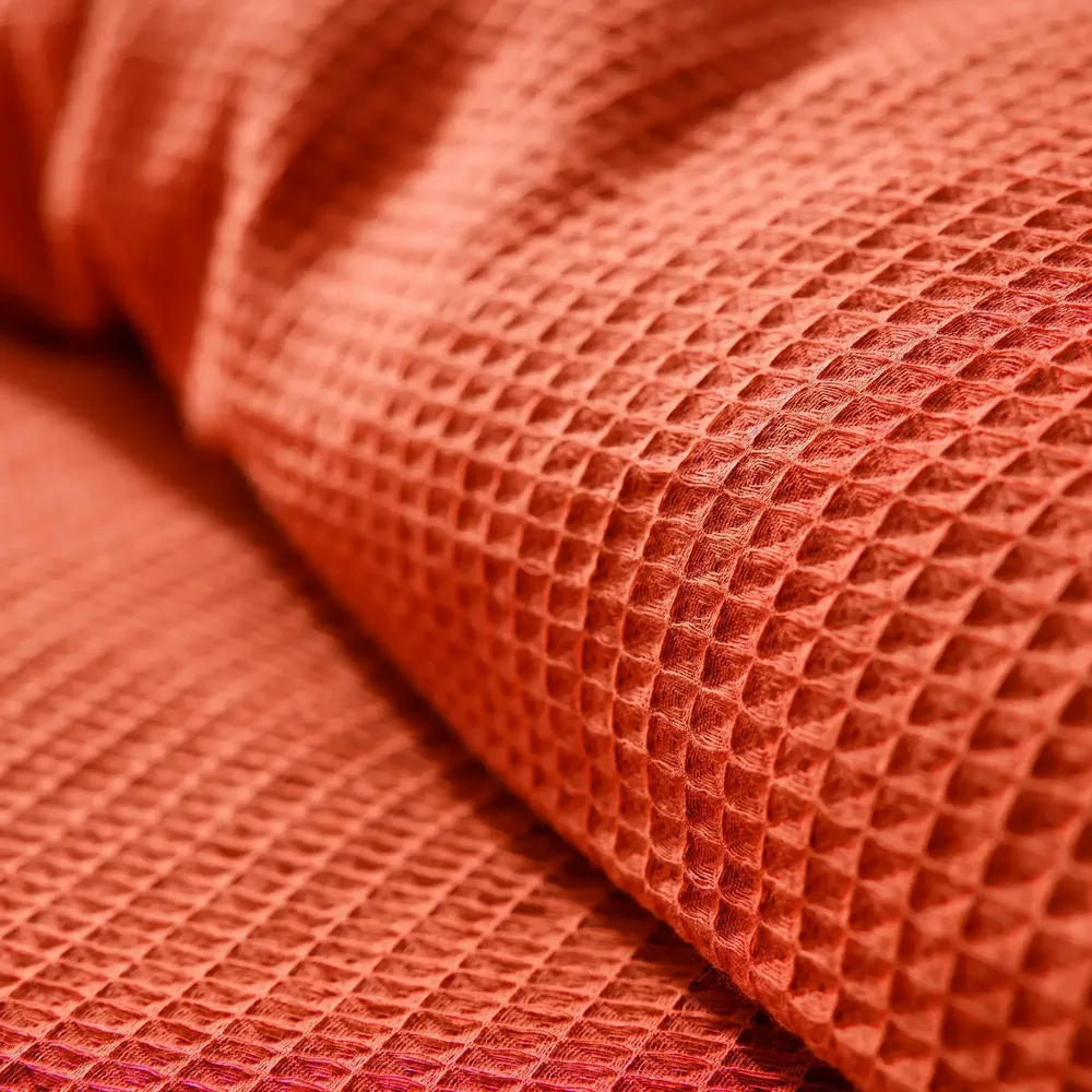 Bed linens - Duvet set 240x220cm + 2 pillowcases 65X65cm honeycomb Terracotta - COTON PUR