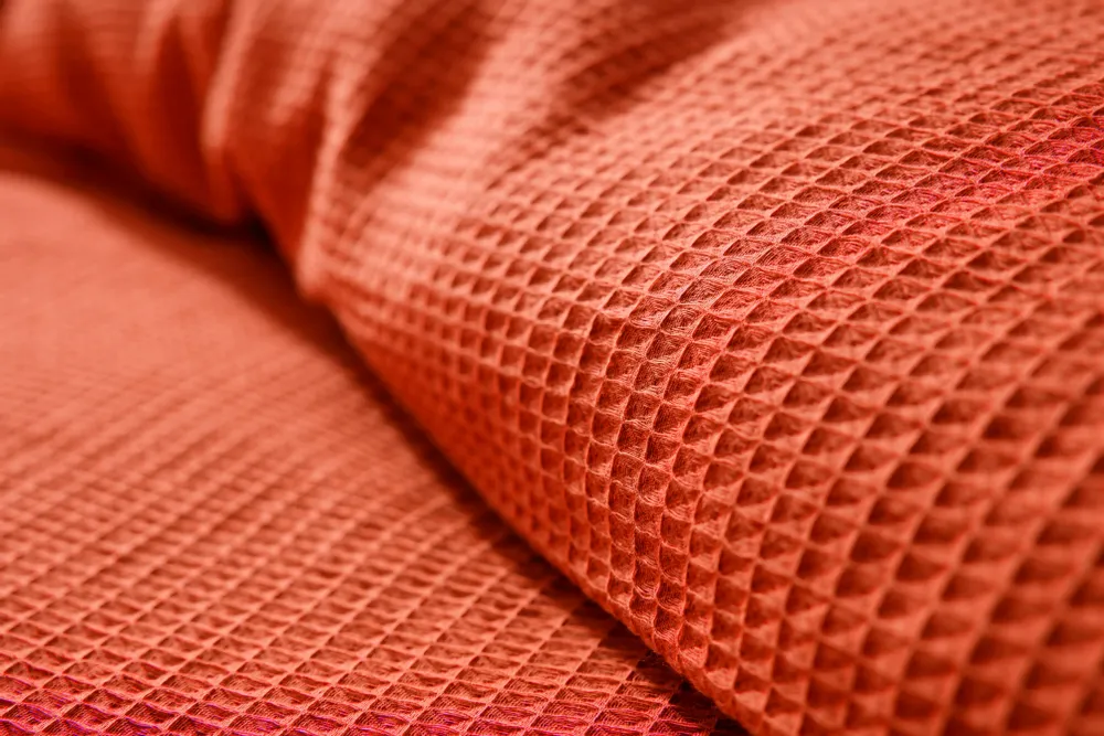 Bed linens - Duvet set 260x240cm + 2 pillowcases 65X65cm honeycomb Terracotta - COTON PUR