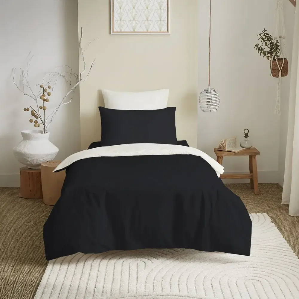 Bed linens - Complete Pack Two-tone duvet cover 140 x 200 cm - Fitted sheet 90 x 190 cm - 100% Cotton 57 thread count - COTON PUR