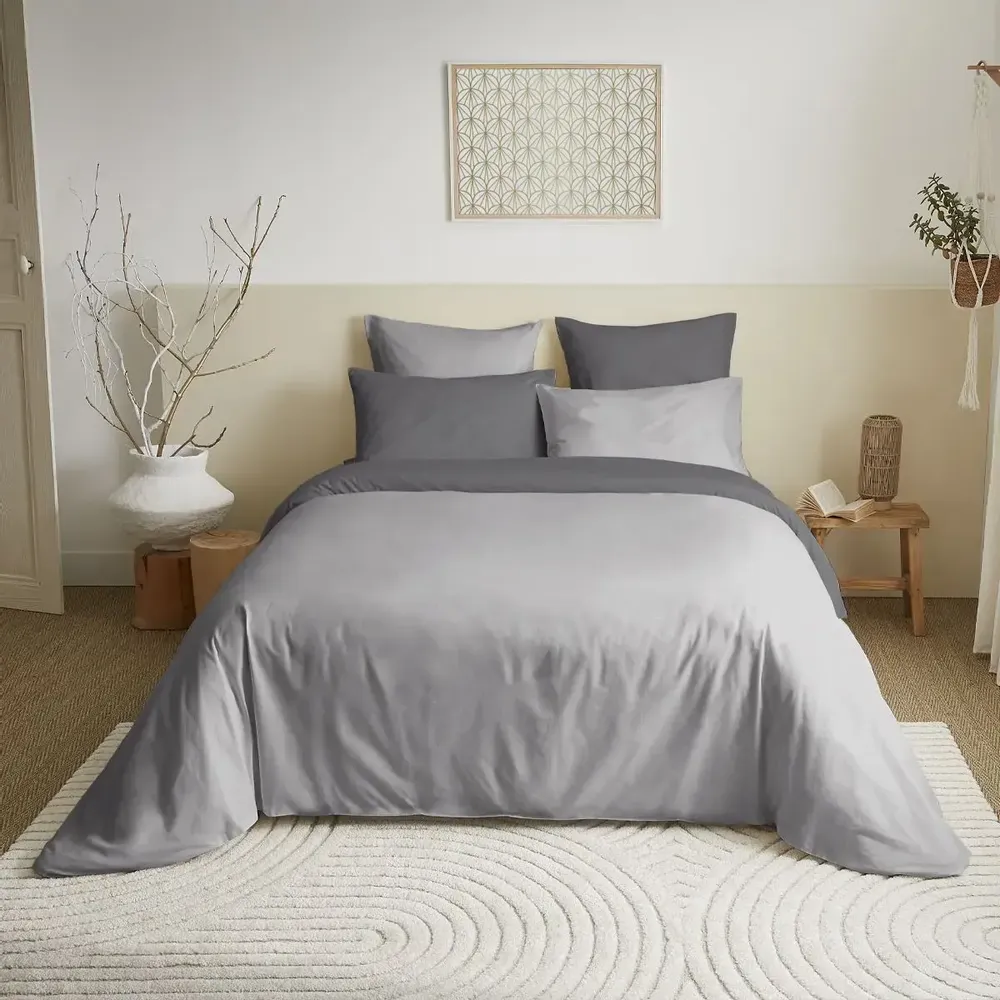 Bed linens - Complete Pack Two-tone duvet cover 220 x 240 cm - Fitted sheet 160 x 200 cm - 100% Cotton 57 threads - COTON PUR