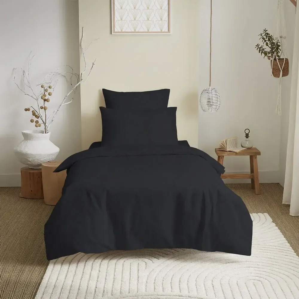 Bed linens - Complete Pack Single-Color Duvet Cover 140 x 200 cm - Fitted Sheet 90 x 190 cm - 100% Cotton 57 Threads - COTON PUR