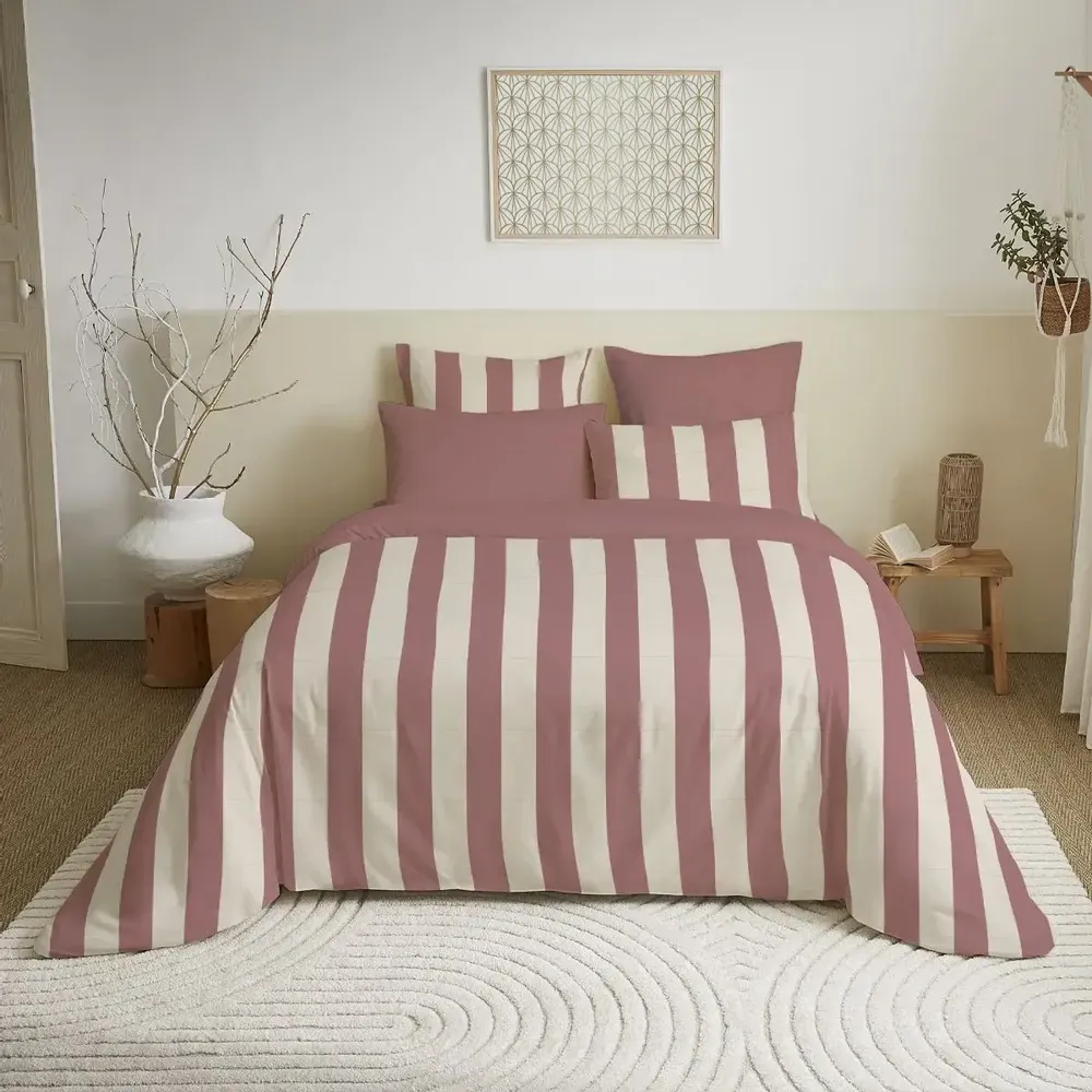 Linge de lit - Pack Complet Housse de couette Imprimé 220 x 240 cm - Drap housse 160 x 200 cm - 100% Coton 57 Fils - COTON PUR