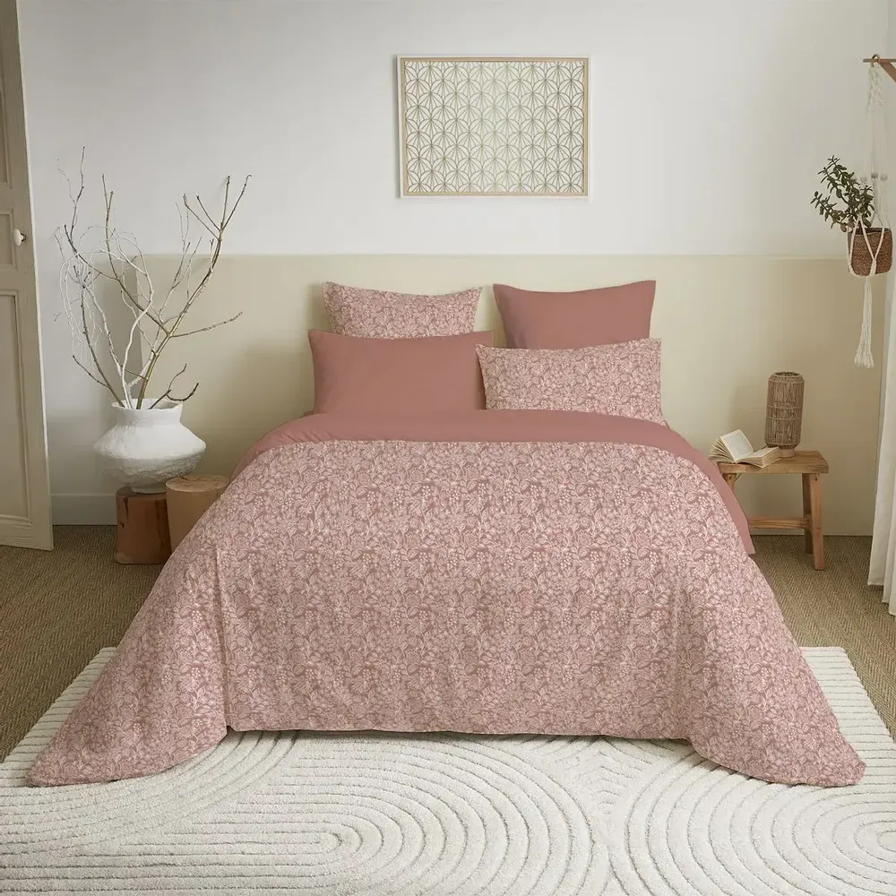 Linge de lit - Pack Complet Housse de couette Imprimé 220 x 240 cm - Drap housse 160 x 200 cm - 100% Coton 57 Fils - COTON PUR
