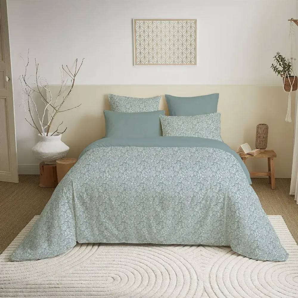 Bed linens - Complete Pack Printed Duvet Cover 240 x 260 cm - Fitted Sheet 180 x 200 cm King Size - 100% Cotton 57 Thread Count - COTON PUR