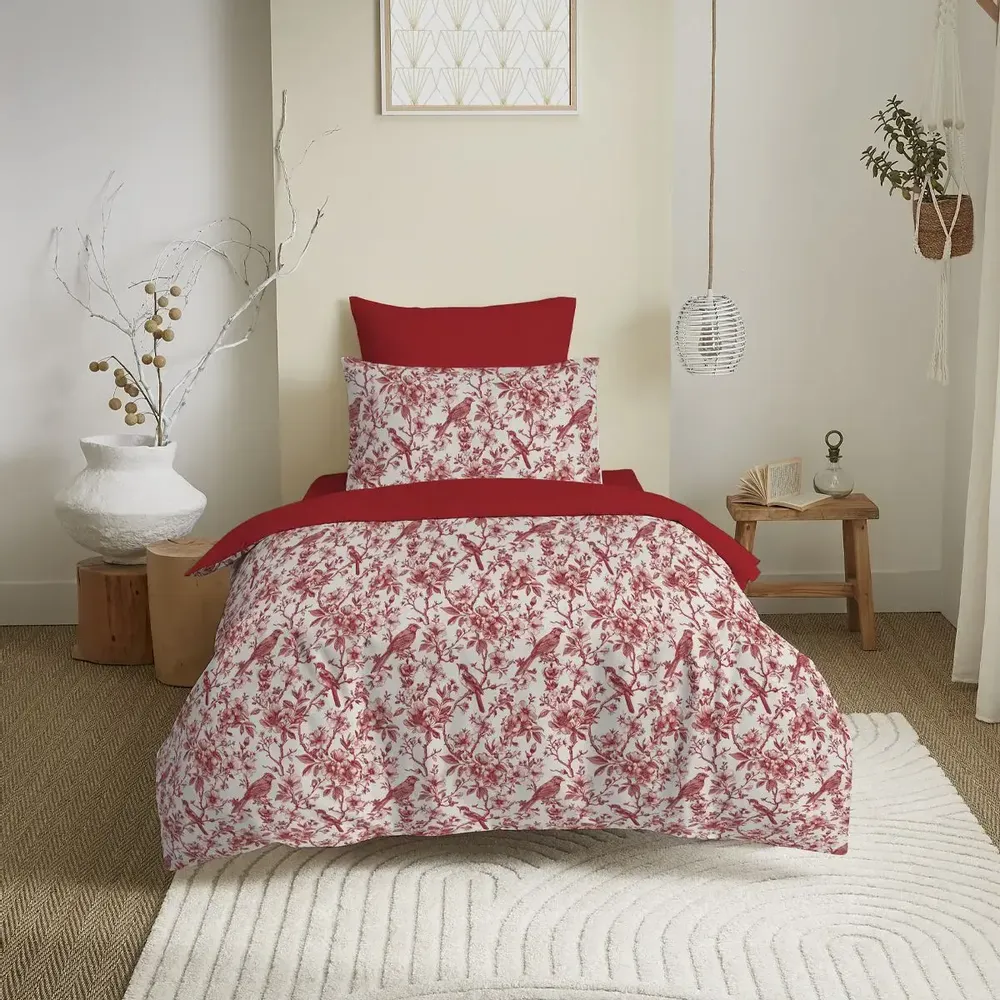 Linge de lit - Pack Complet Housse de couette Imprimé 140 x 200 cm - Drap housse 90 x 190 cm - 100% Coton 57 Fils - COTON PUR