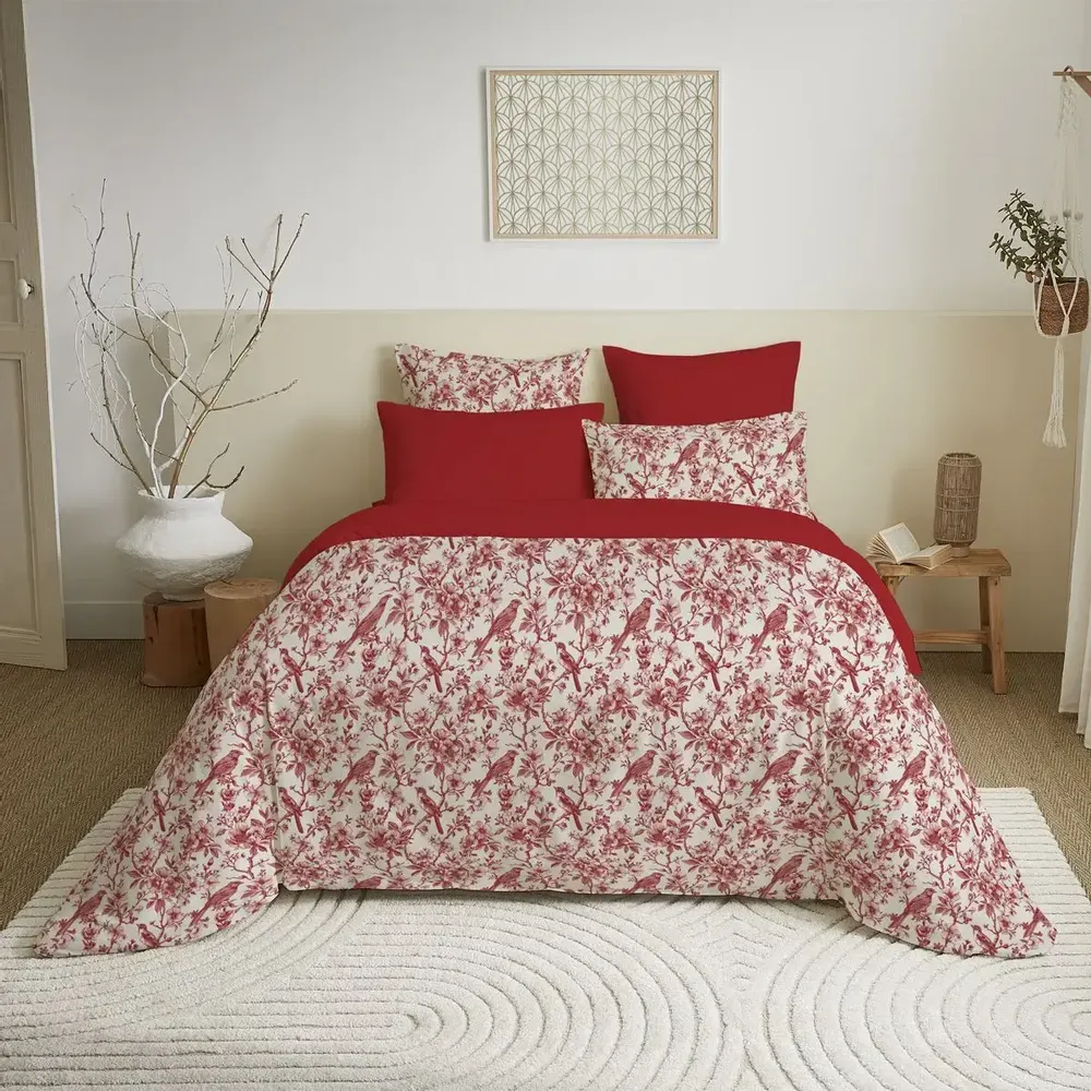 Linge de lit - Pack Complet Housse de couette Imprimé 240 x 260 cm - Drap housse 180 x 200 cm King Size - 100% Coton 57 Fils - COTON PUR