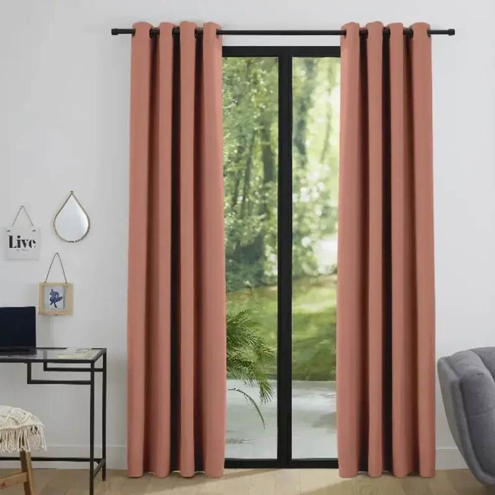 Curtains and window coverings - Blackout Curtain 140 x 260 cm Woody Pink - COTON PUR