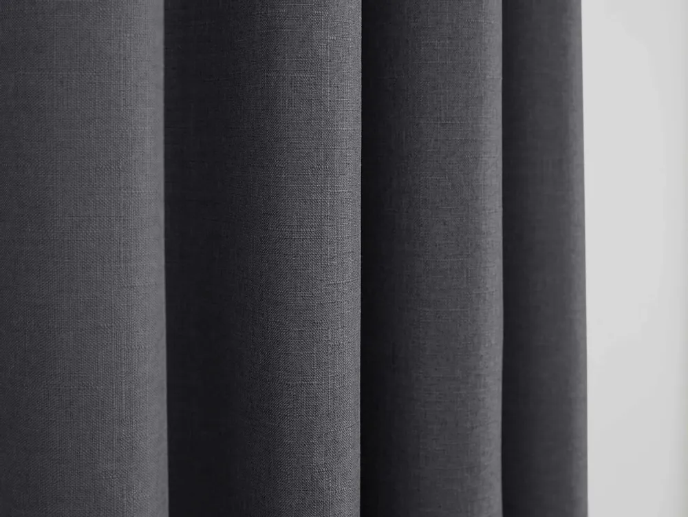 Curtains and window coverings - Pair of “Linen Effect” Eyelet Curtains 140 x 260 cm Moonlight deco Granite - COTON PUR