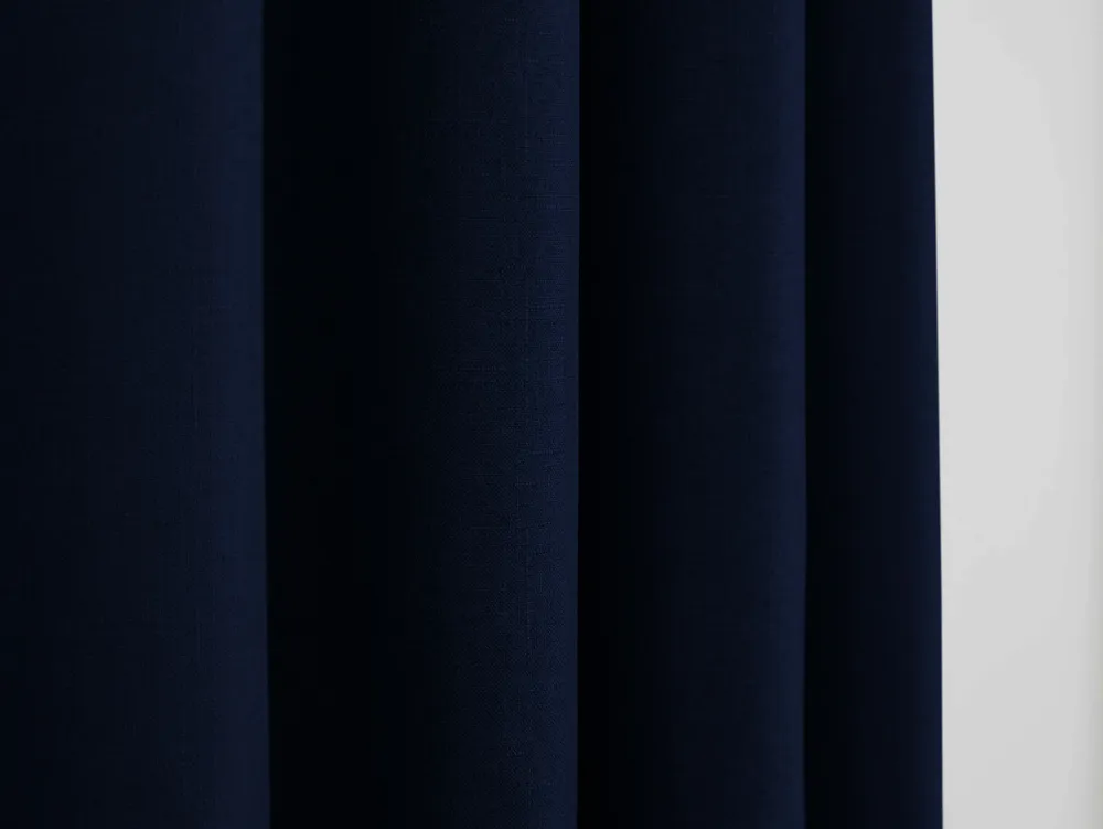 Curtains and window coverings - Pair of Eyelet Curtains "Linen Effect" 140 x 260 cm Moonlight deco Midnight Blue - COTON PUR