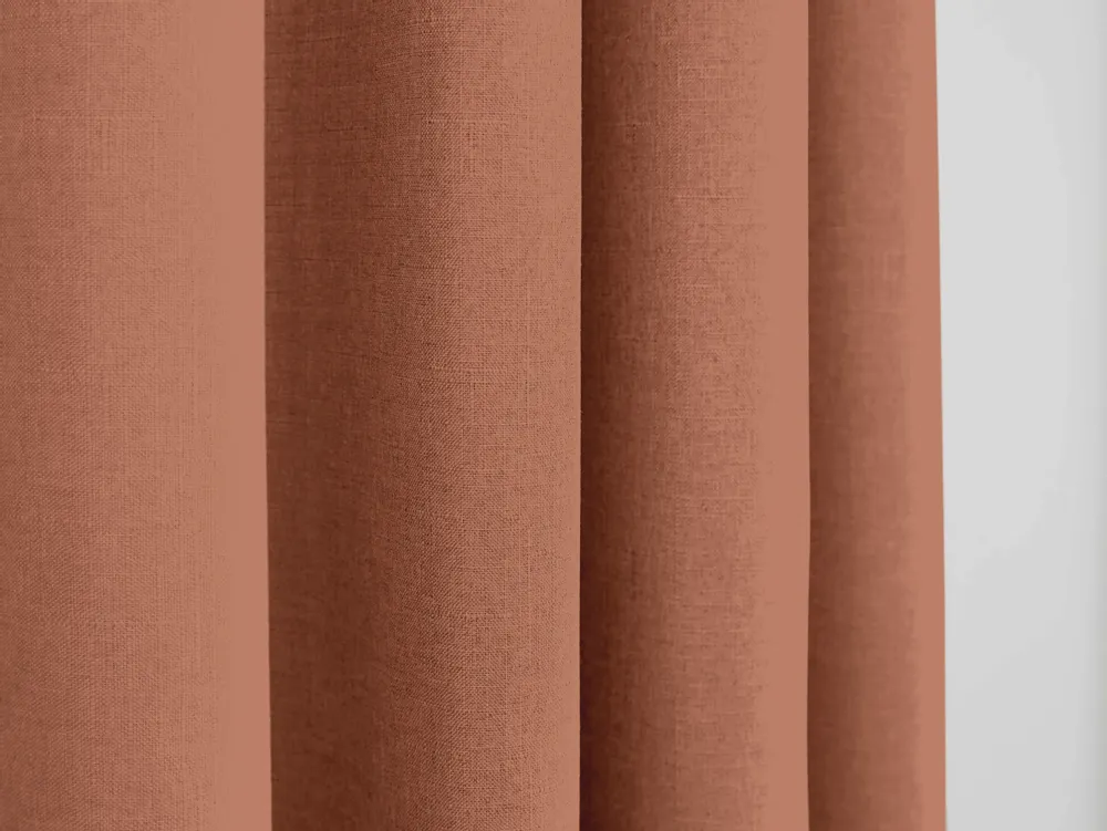 Curtains and window coverings - Pair of "Linen Effect" Eyelet Curtains 140 x 260 cm Moonlight deco Terracotta - COTON PUR