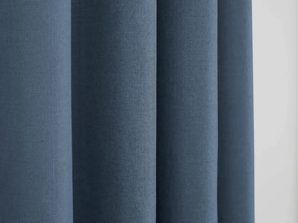 Curtains and window coverings - Pair of Eyelet Curtains "Linen Effect" 140 x 260 cm Moonlight deco Cornflower - COTON PUR