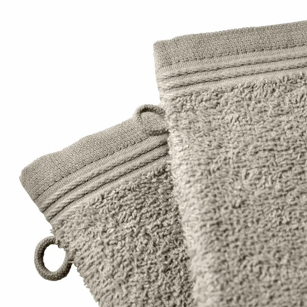 Other bath linens - Set of 2 "Spa" Wash Gloves 100% Cotton 15 x 21 cm Sand - COTON PUR