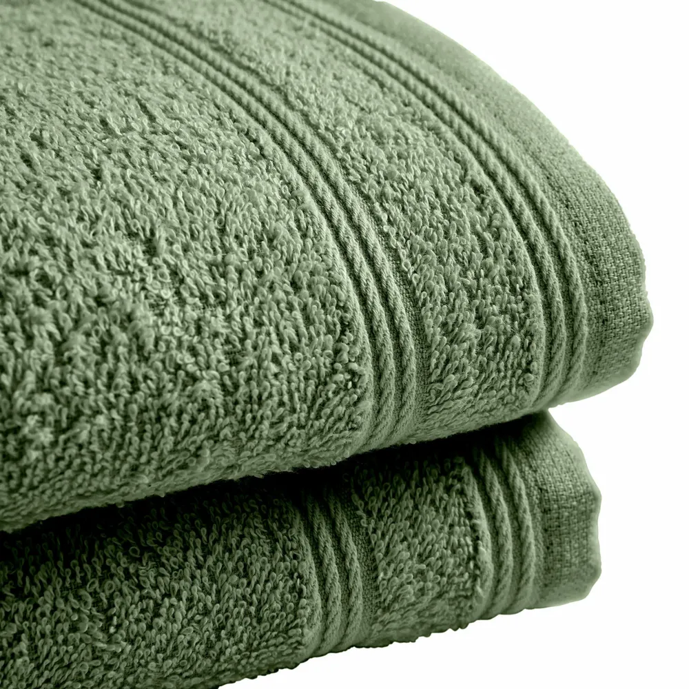 Bath towels - Set of 2 100% Cotton Terry Guest Towels "Spa" 30 x 50 cm Rosemary - COTON PUR