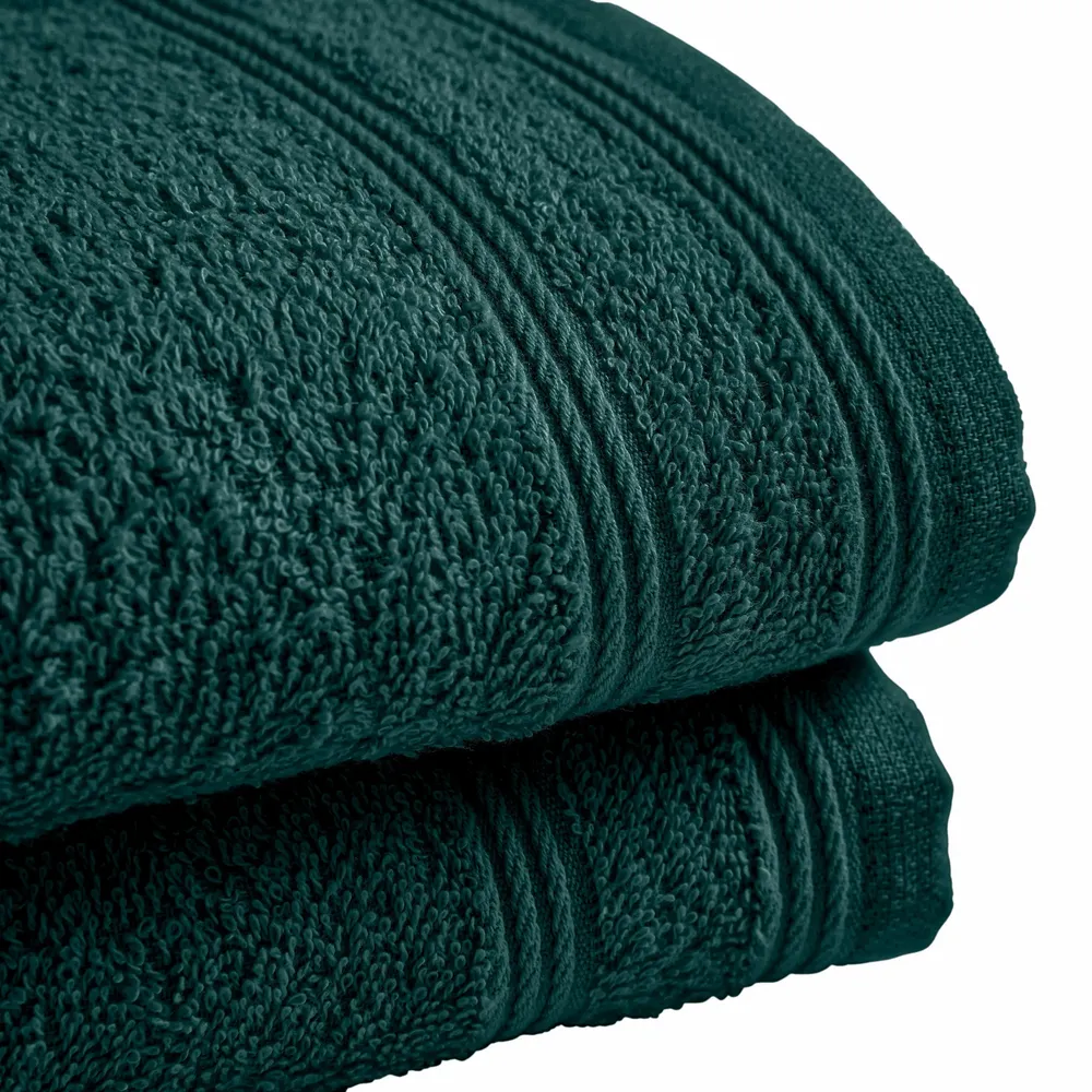 Bath towels - Set of 2 100% Cotton "Spa" Terry Guest Towels 30 x 50 cm Emerald - COTON PUR