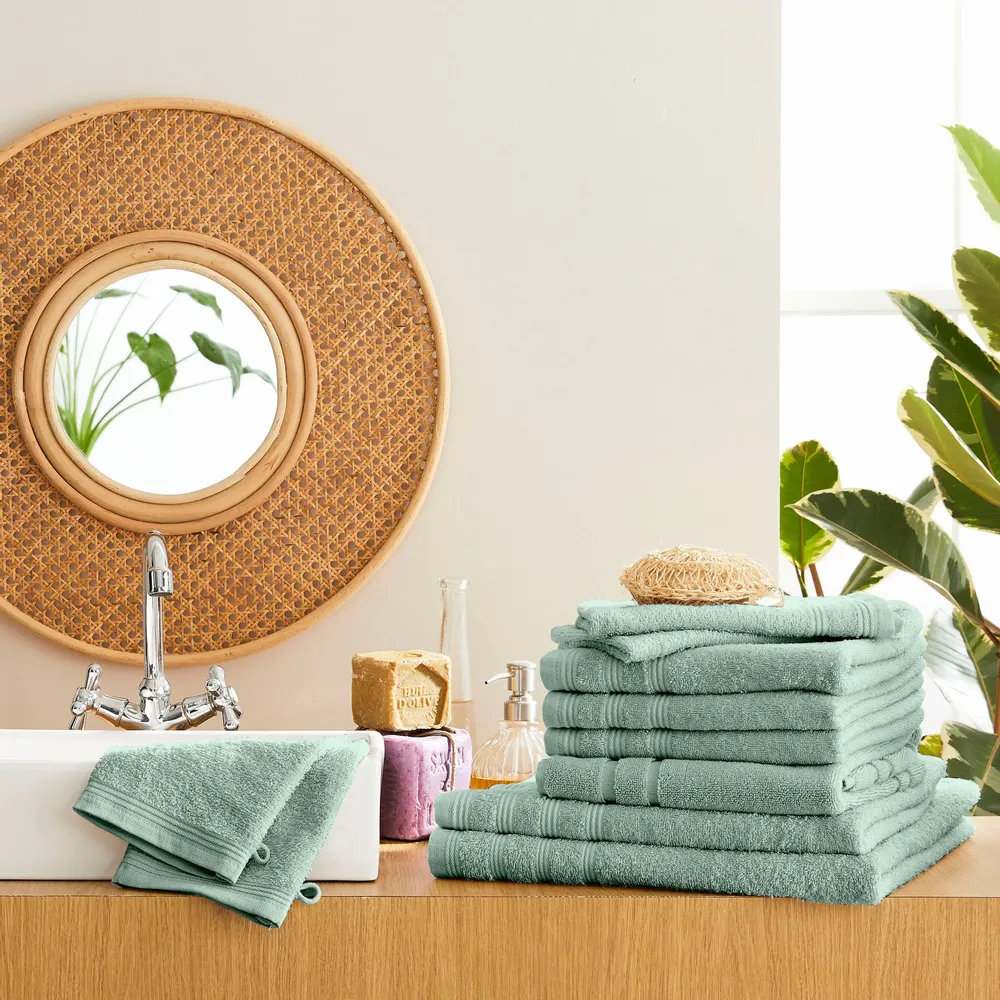 Other bath linens - 10-Piece "Spa" Sponge Pack 100% Cotton Mint - COTON PUR