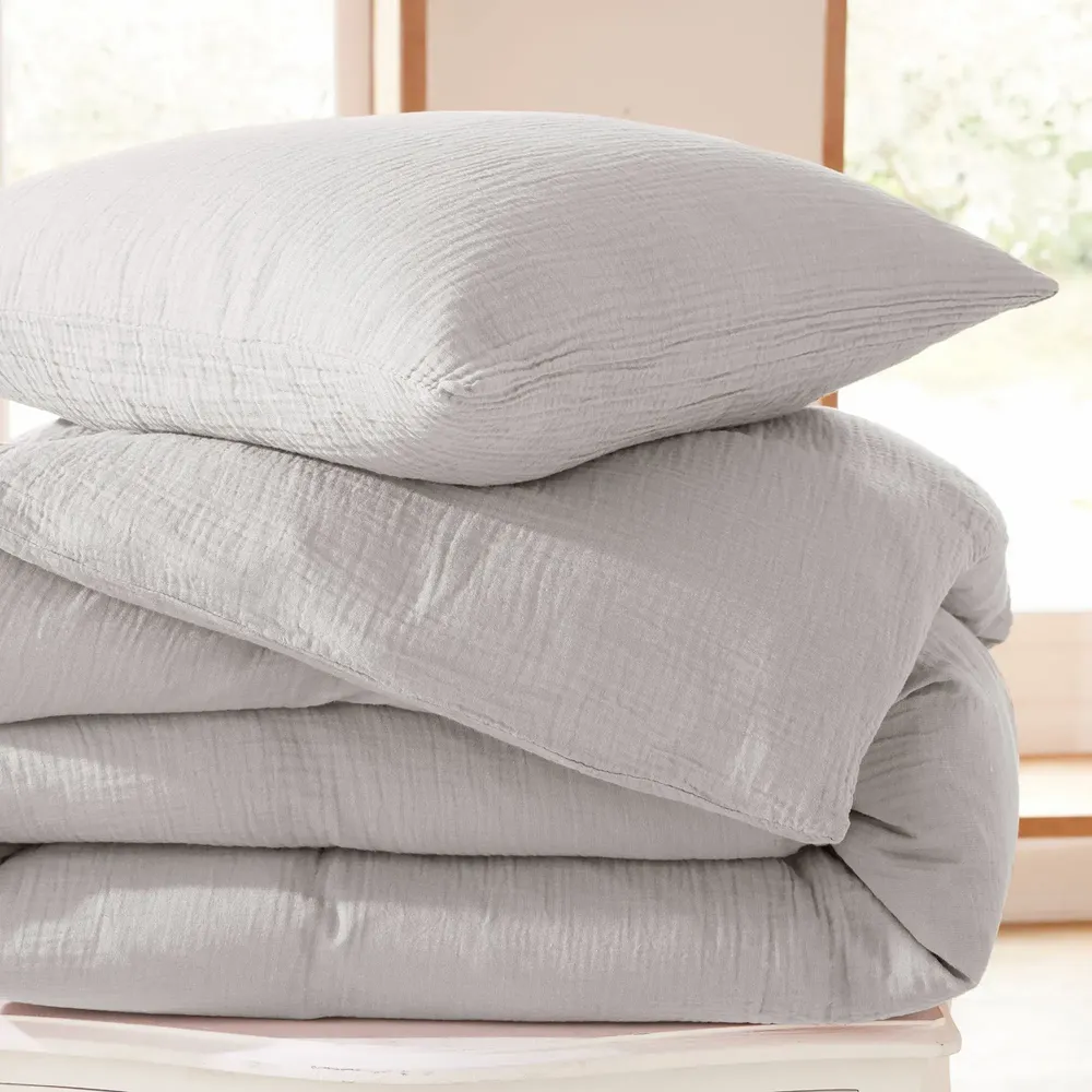 Bed linens - Complete 4 Piece Duvet Cover Pack Cotton Gauze 240 x 220 cm Dh 140 Pearl - COTON PUR