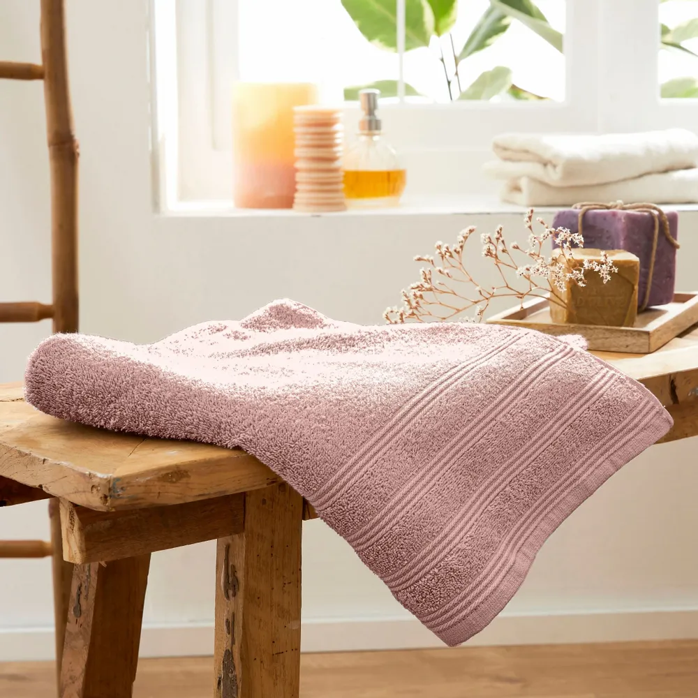 Bath towels - "Spa" Shower Sheet 100% Cotton 70 x 140 cm Old Pink - COTON PUR