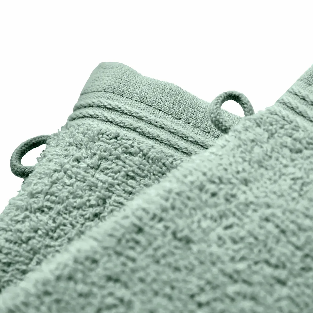 Other bath linens - Set of 2 "Spa" Wash Gloves 100% Cotton 15 x 21 cm Mint - COTON PUR