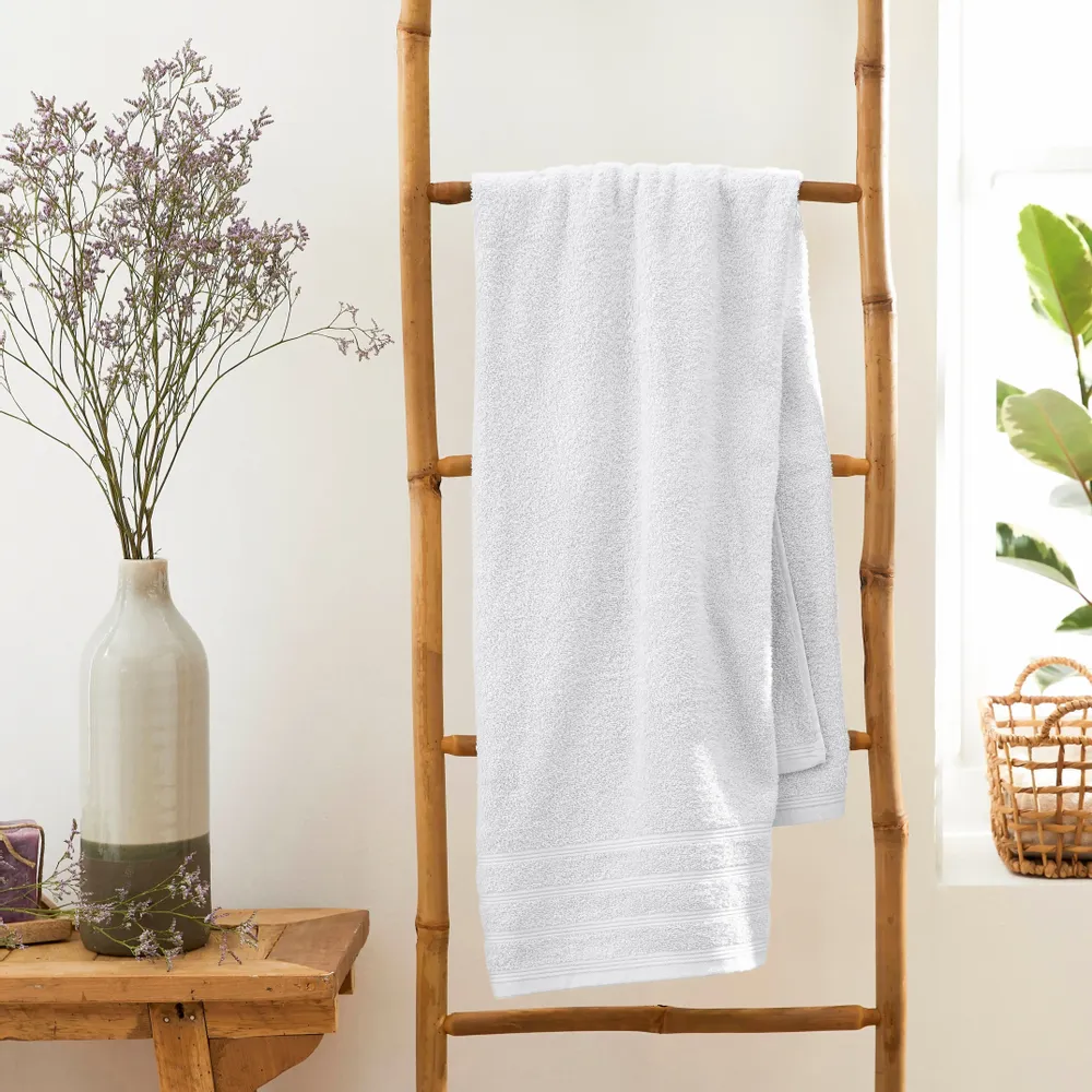 Bath towels - "Spa" Bath Sheet 100% Cotton 90 x 150 cm Snow - COTON PUR