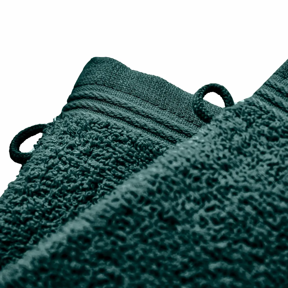 Other bath linens - Set of 2 "Spa" Wash Gloves 100% Cotton 15 x 21 cm Emerald - COTON PUR