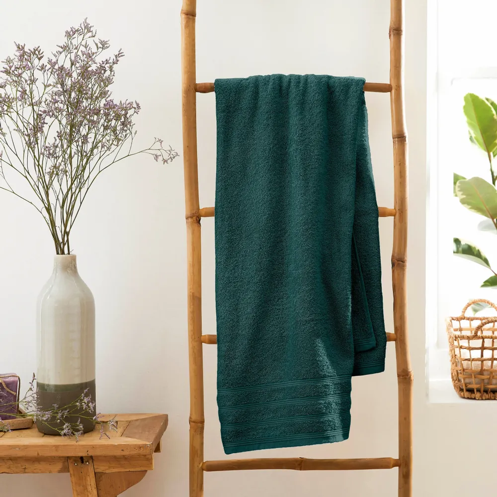 Bath towels - “Spa” Bath Towel 100% Cotton 90 x 150 cm Emerald - COTON PUR