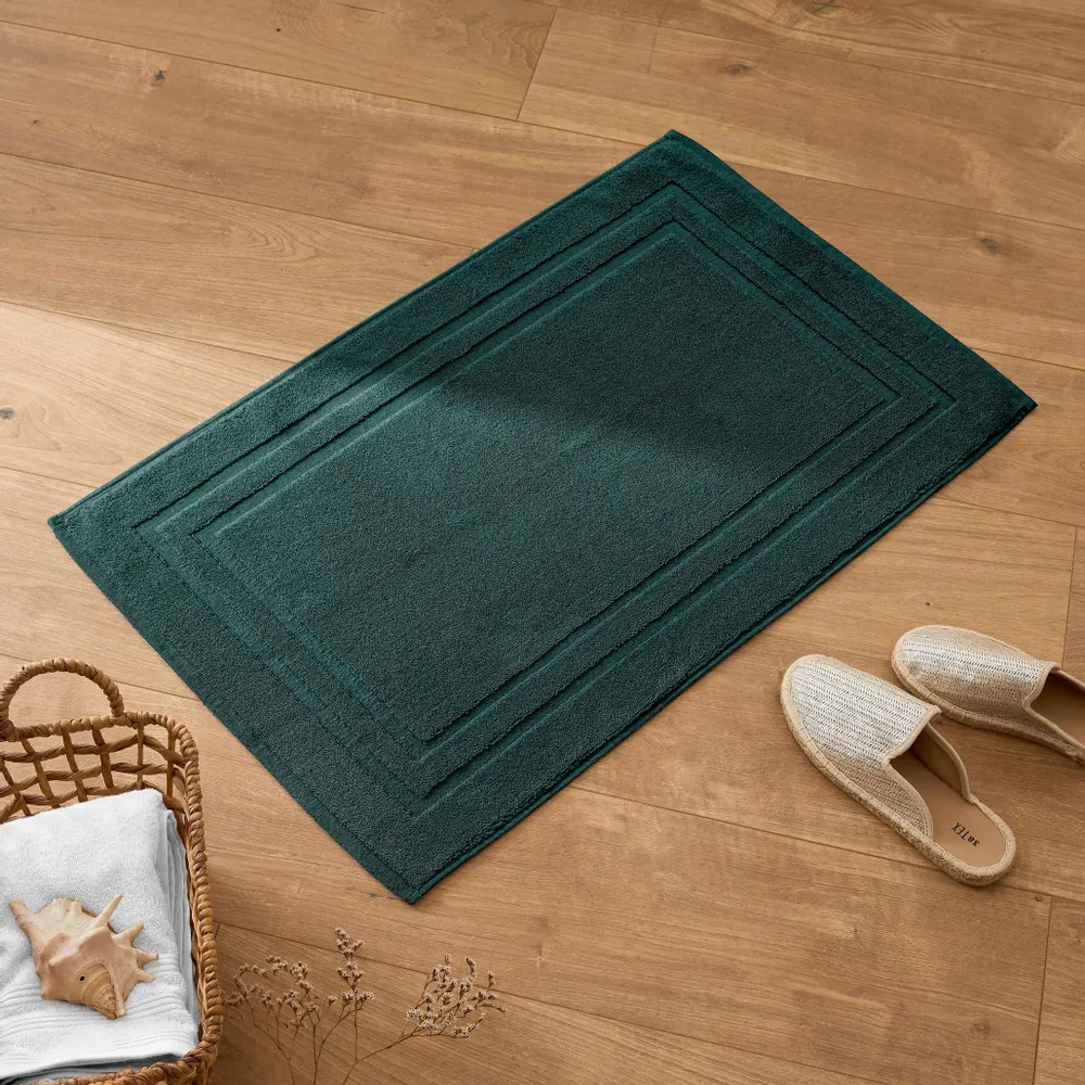 Other bath linens - "Spa" Bath Mat 100% Cotton 50 x 80 cm Emerald - COTON PUR