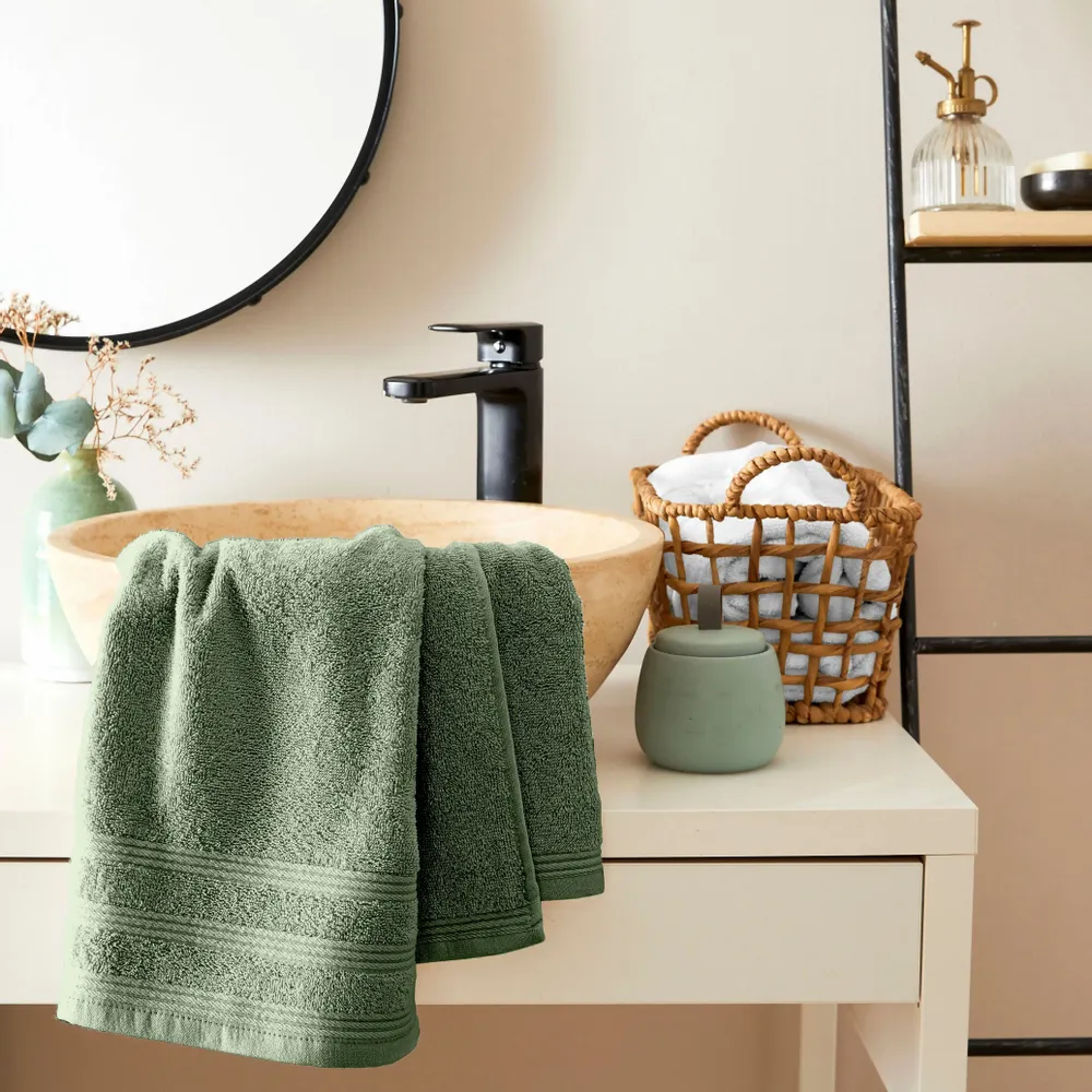 Bath towels - "Spa" Towel 100% Cotton 50 x 100 cm Rosemary - COTON PUR