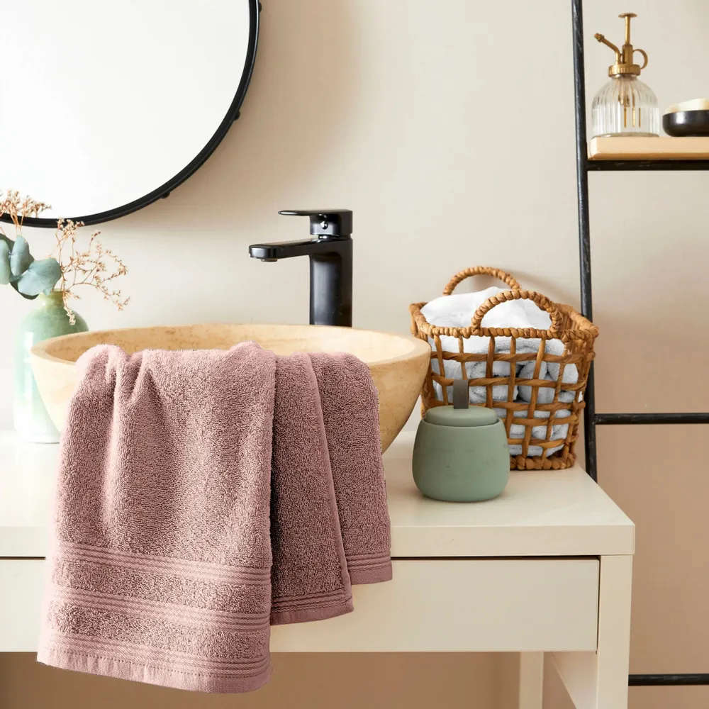 Bath towels - "Spa" Towel 100% Cotton 50 x 100 cm Old Pink - COTON PUR