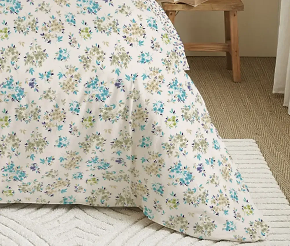 Linge de lit - Pack Complet Housse de couette Imprimé 220 x 240 cm - Drap housse 140 x 190 cm - 100% Coton 57 Fils - COTON PUR