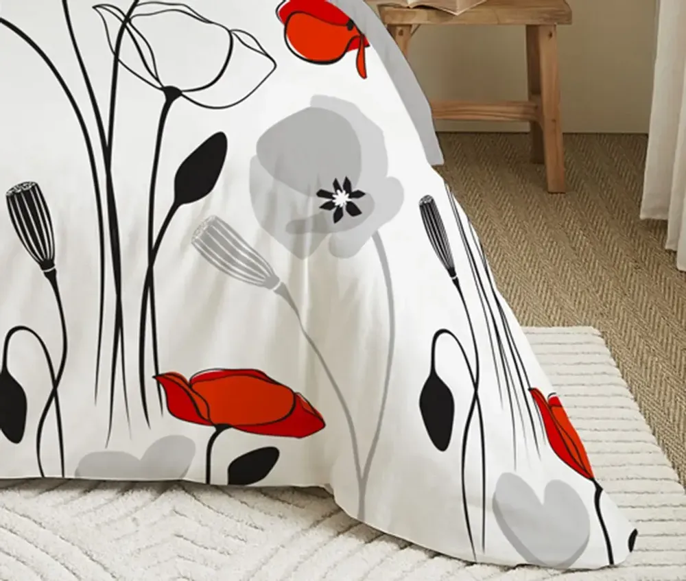 Linge de lit - Pack Complet Housse de couette Imprimé 220 x 240 cm - Drap housse 160 x 200 cm - 100% Coton 57 Fils - COTON PUR