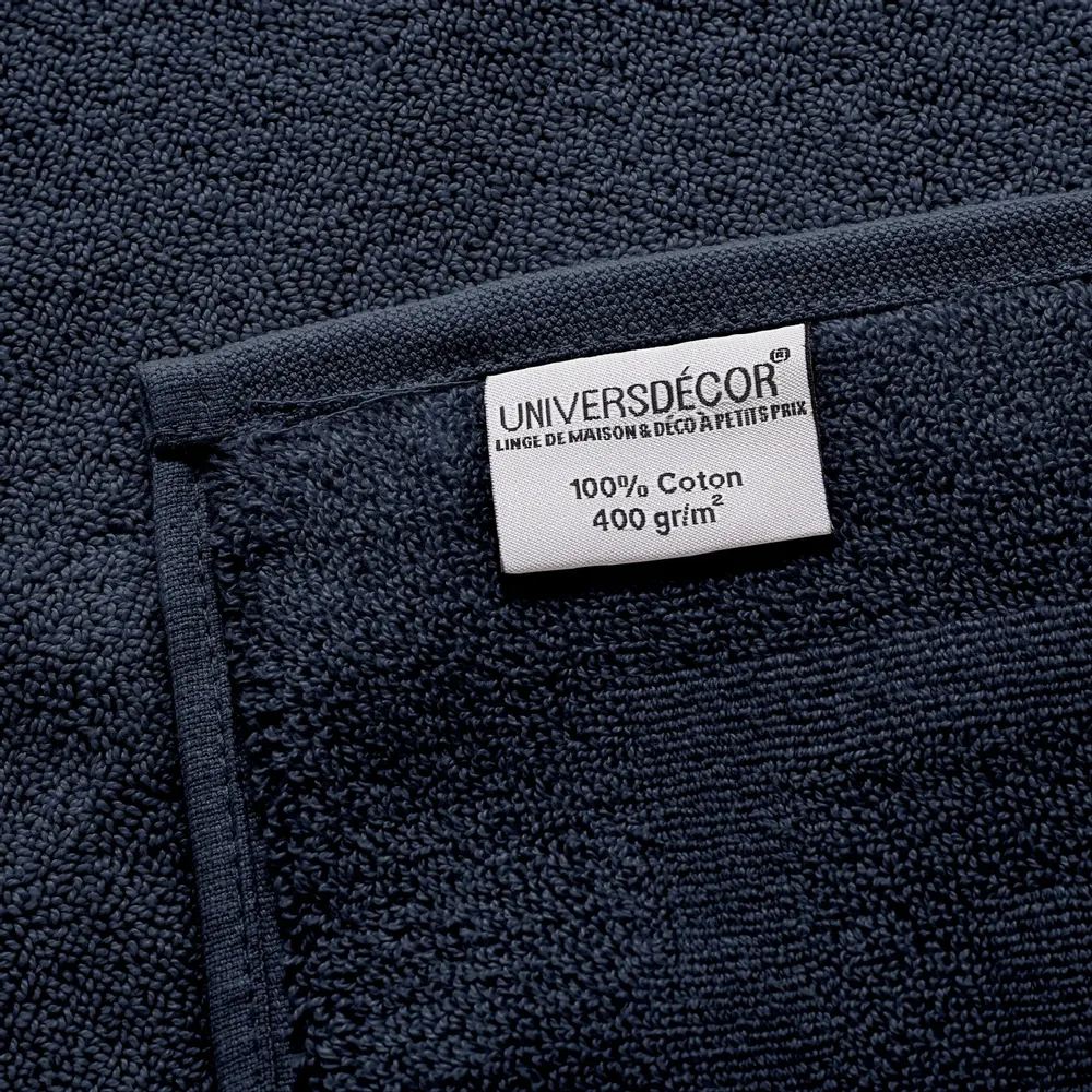Bath towels - “Spa” Shower Towel 100% Cotton 70 x 140 cm Midnight Blue - COTON PUR