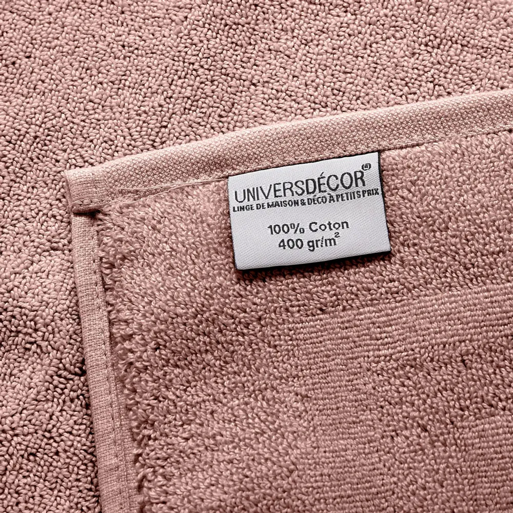 Bath towels - "Spa" Bath Sheet 100% Cotton 90 x 150 cm Old Pink - COTON PUR