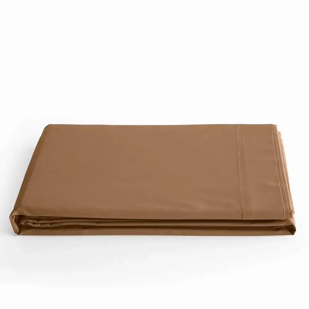 Bed linens - 100% Cotton Flat Sheet 240 x 300 cm Taupe - COTON PUR