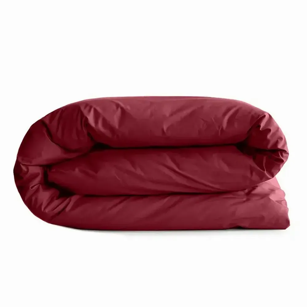 Linge de lit - Housse de couette 100% Coton 140 x 200 cm Grenat - COTON PUR