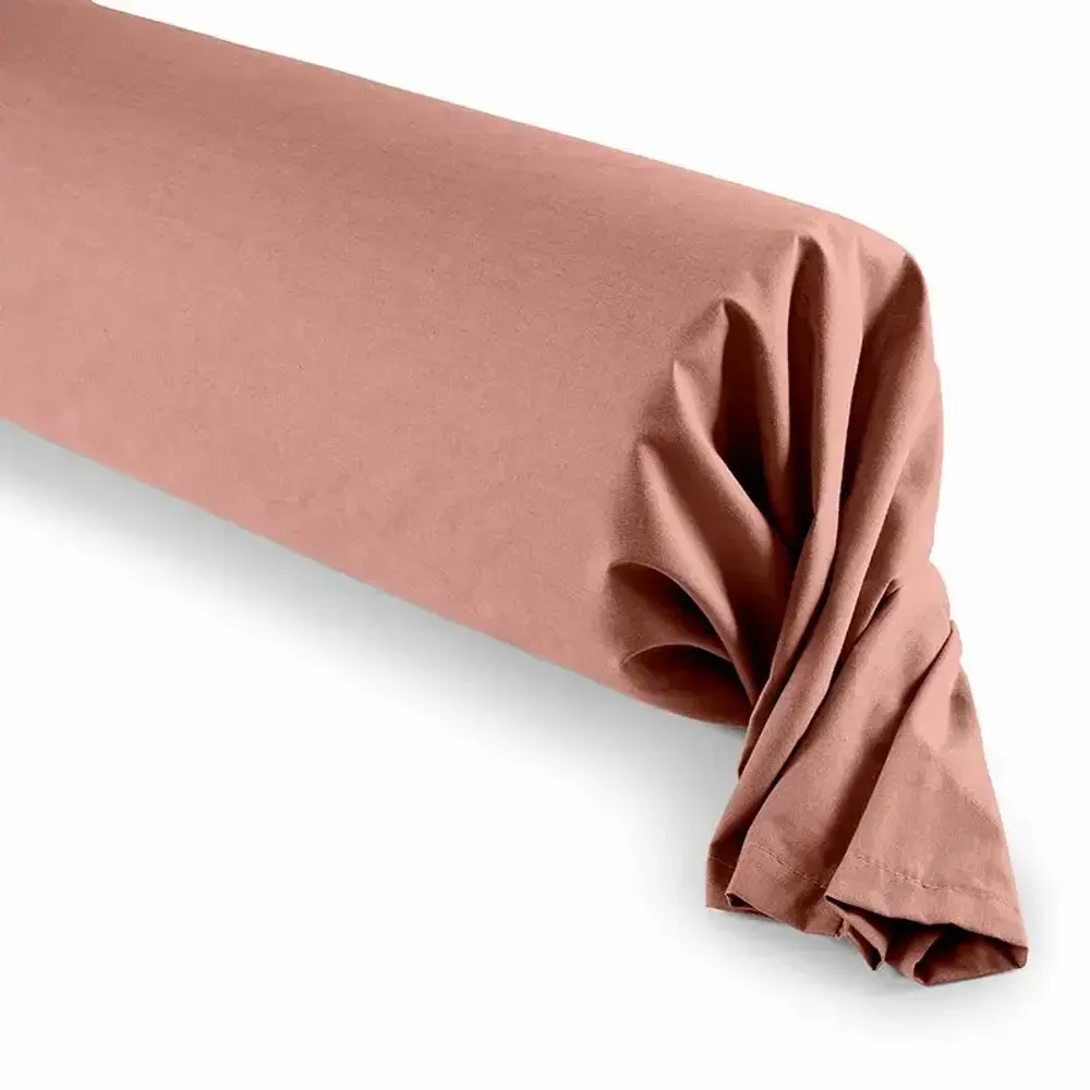 Linge de lit - Taie de Traversin 100% Coton 45 x 185 cm Vieux Rose - COTON PUR