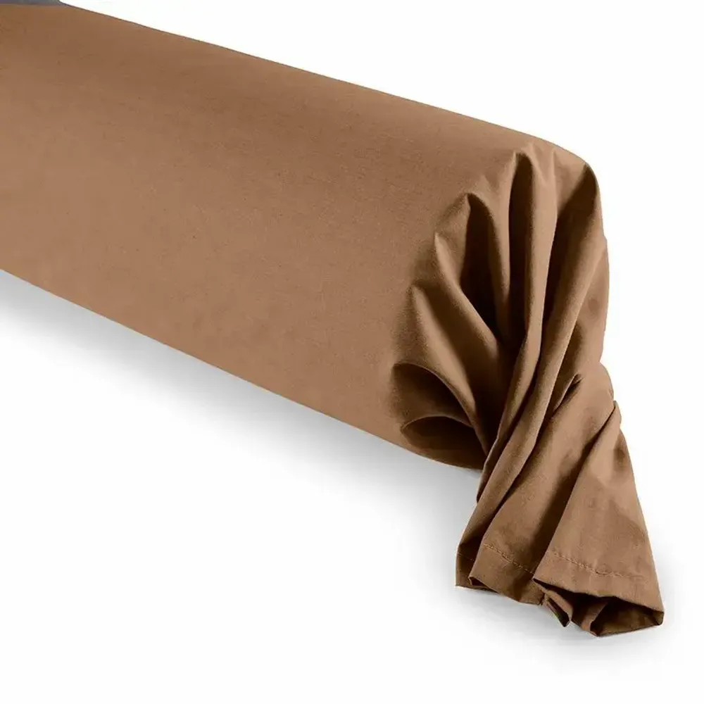 Bed linens - 100% Cotton Bolster Case 45 x 185 cm Taupe - COTON PUR