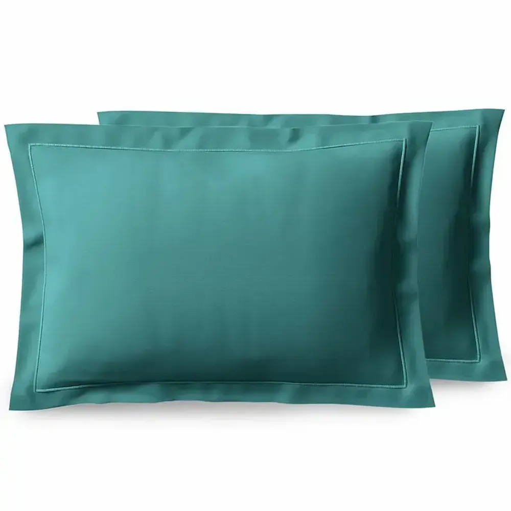 Linge de lit - Taie d'oreiller Percale 50 x 70 cm Pur Coton Peigné Longues Fibres 80 Fils/cm² Paon - COTON PUR