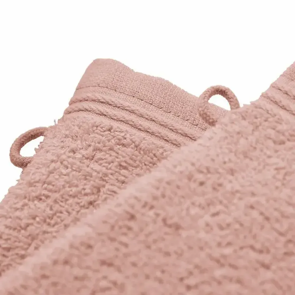 Other bath linens - Set of 2 "Spa" Wash Gloves 100% Cotton 15 x 21 cm Blush - COTON PUR