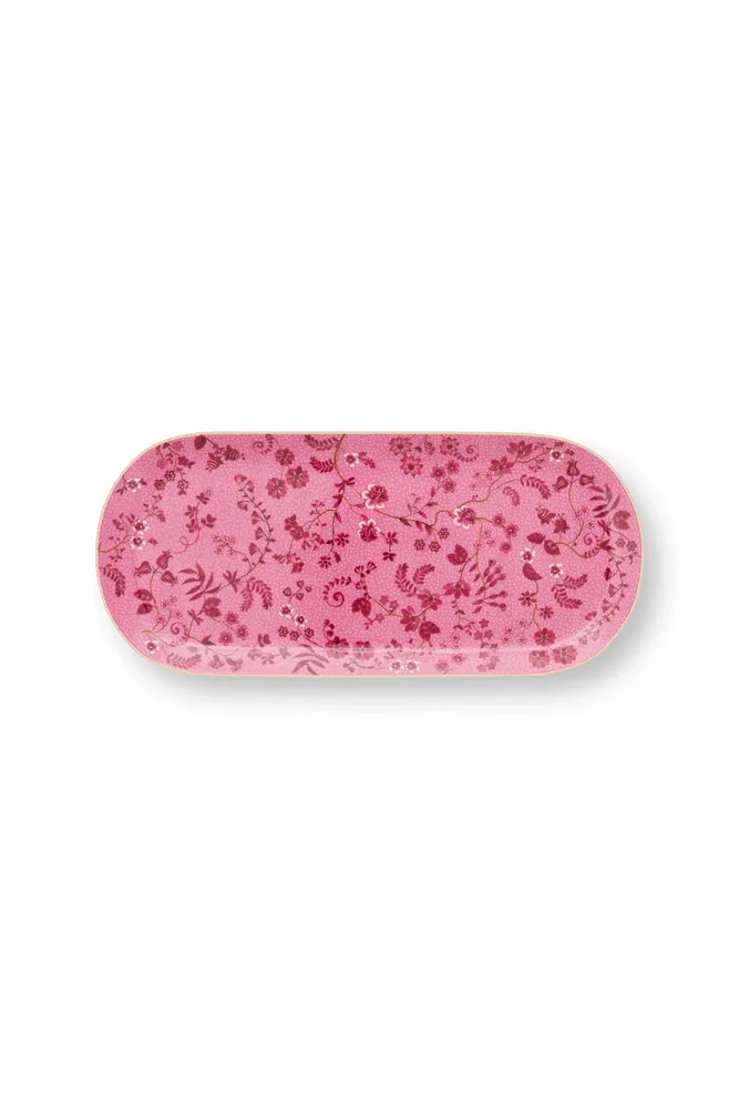 Plats et saladiers - Plat cake Jolie Fleurs Rose - 33,3x15,5cm - PIP STUDIO